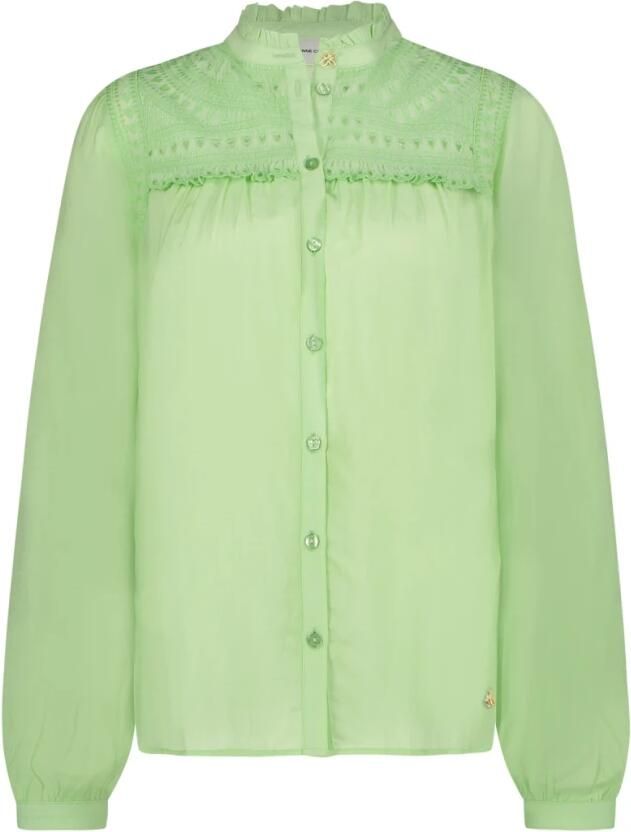 Fabienne Chapot Groene Blouse met Ruches en Openwork Details Green Dames - Foto 7