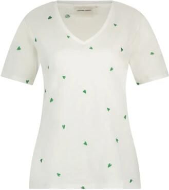 FABIENNE CHAPOT Dames Tops & T-shirts Phil V-neck Green Heart T-shirt Ecru - Foto 5