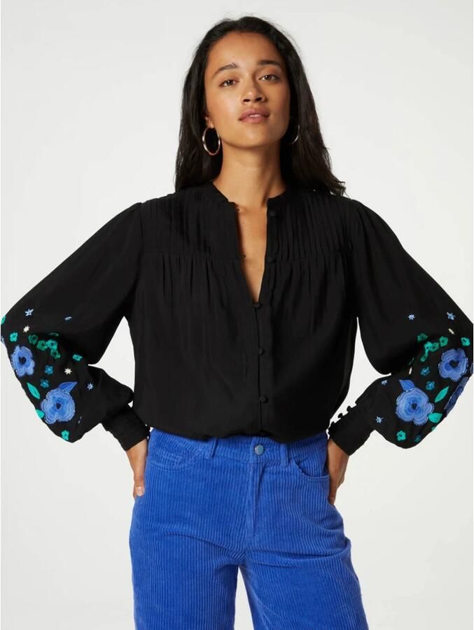 Fabienne Chapot Harry Blouse met Geborduurde Bloemen Black Dames - Foto 3