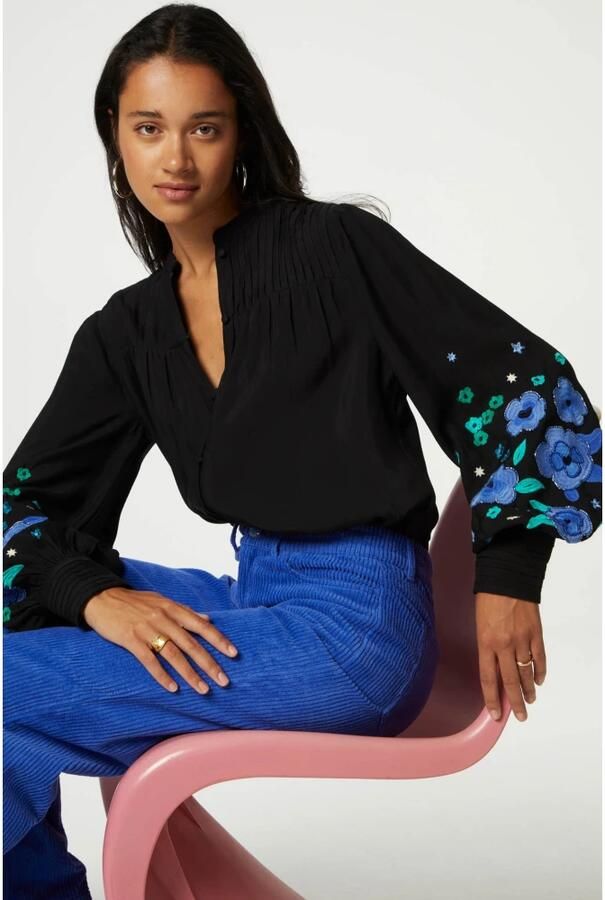 Fabienne Chapot Harry Blouse met Geborduurde Bloemen Black Dames - Foto 5