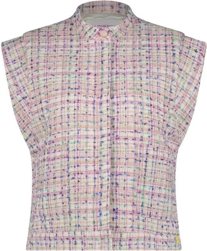 Fabienne Chapot Hart-Patroon Tweed Gilet met Drukknop Sluiting Multicolor Dames