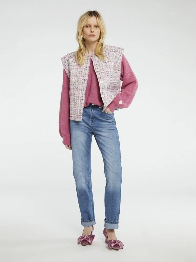 Fabienne Chapot Hart-Patroon Tweed Gilet met Drukknop Sluiting Multicolor Dames - Foto 3