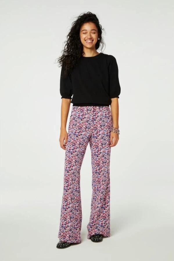 Fabienne Chapot gebloemde flared broek roze blauw lichtroze - Foto 3