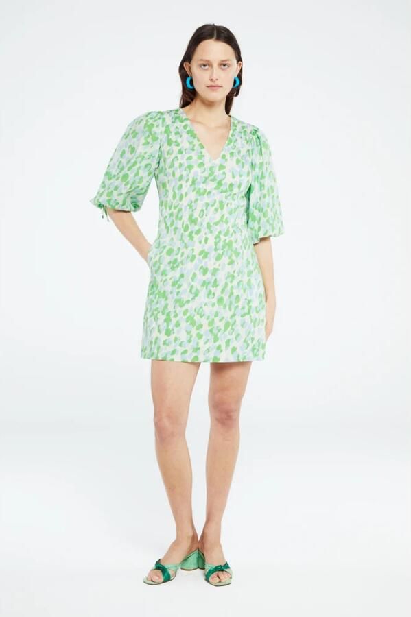 Fabienne Chapot Iris Jurk V-hals Driekwartmouwen Sugar Storm Print Multicolor Dames - Foto 4