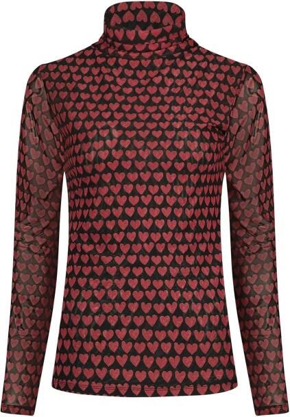 Fabienne Chapot top Jane met hartjes en mesh rood zwart