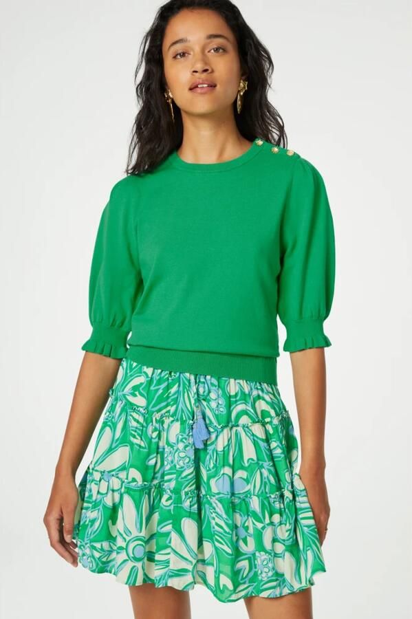 Fabienne Chapot Bloemen Pullover met 3 4 Mouwen Green Dames - Foto 3