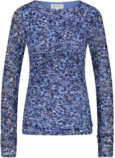 Fabienne Chapot top Kasia met all over print en plooien blauw paars zwart