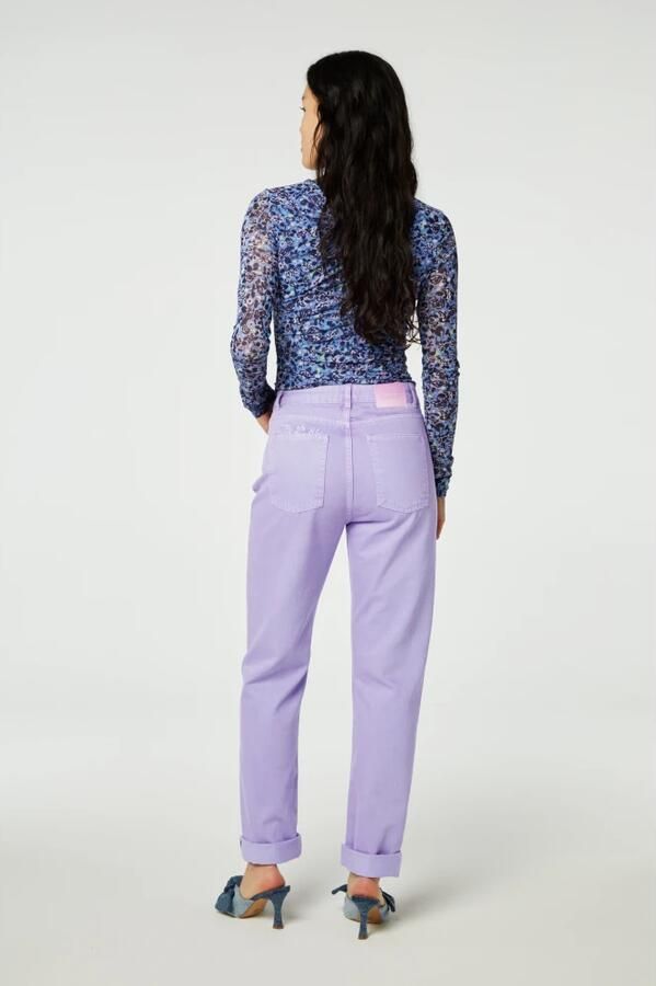 Fabienne Chapot top Kasia met all over print en plooien blauw paars zwart - Foto 4