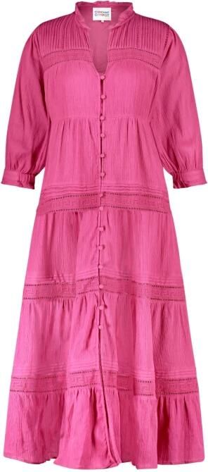 Fabienne Chapot Hot Pink Maxi Jurk met Pofmouwen Pink Dames - Foto 5