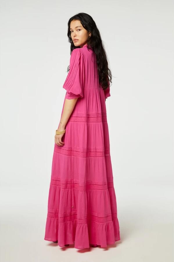 Fabienne Chapot Hot Pink Maxi Jurk met Pofmouwen Pink Dames - Foto 4