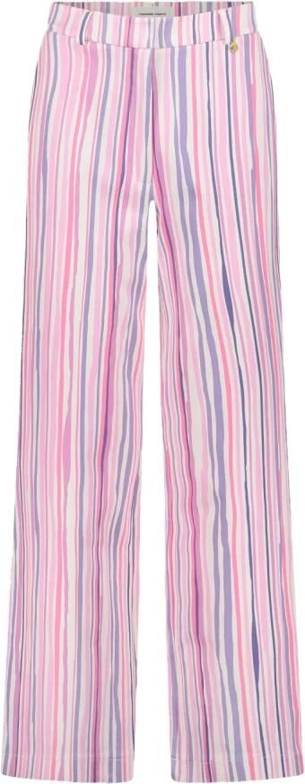 Fabienne Chapot gestreepte high waist wide leg pantalon City Wide Stripe Trousers roze lila wit - Foto 2