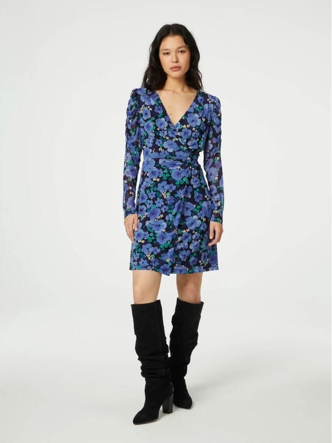 Fabienne Chapot gebloemde wikkeljurk Flake van gerecycled polyester blauw - Foto 3