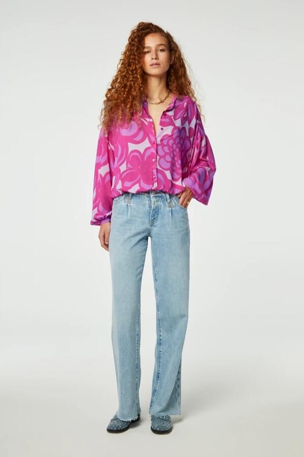 Fabienne Chapot blouse Lexi met all over print roze donkerroze - Foto 3