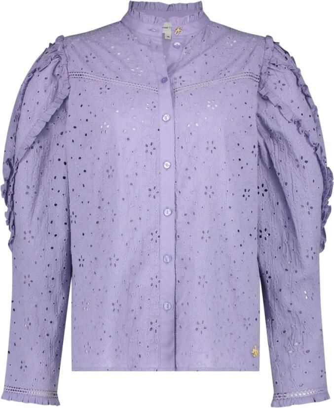 Fabienne Chapot Lila Blouse met Geborduurde Ruchemouwen Purple Dames - Foto 9