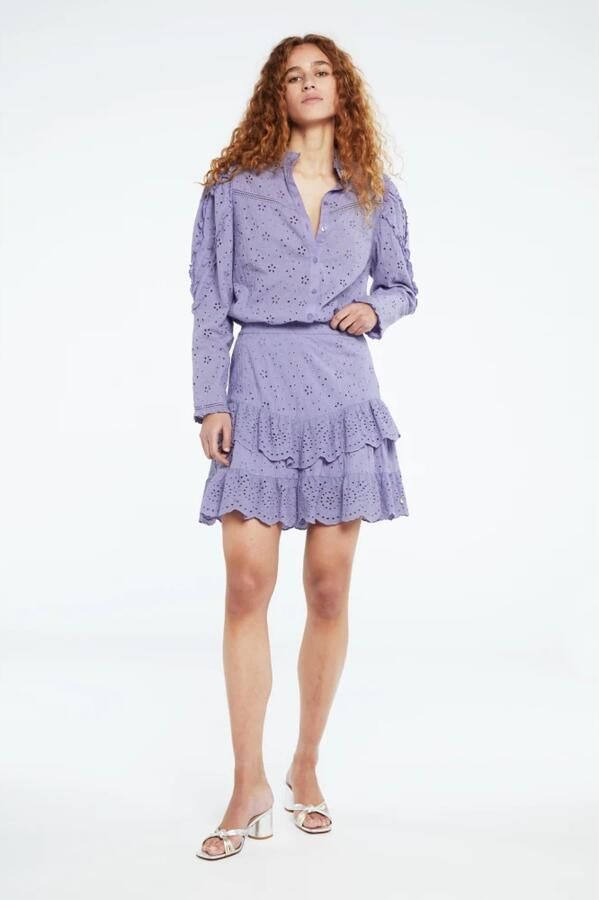 Fabienne Chapot Lila Blouse met Geborduurde Ruchemouwen Purple Dames - Foto 3