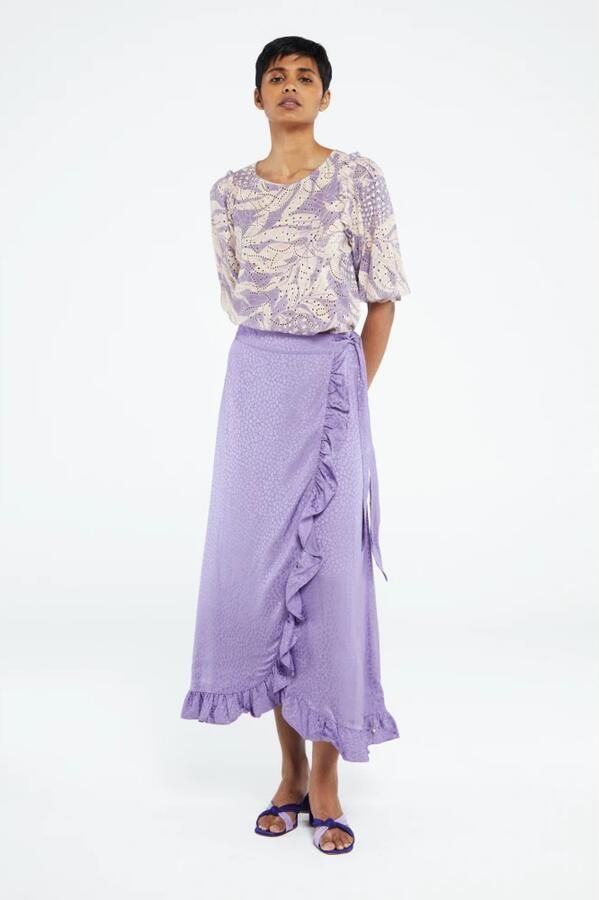 Fabienne Chapot top met bladprint met broderie lila - Foto 4