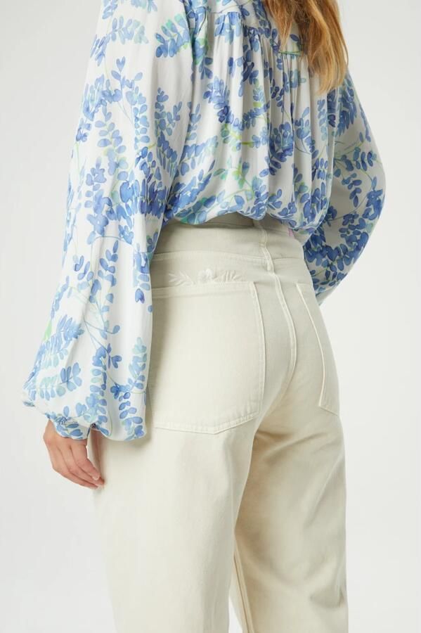 Fabienne Chapot blouse Liv met all over print blauw wit groen - Foto 4