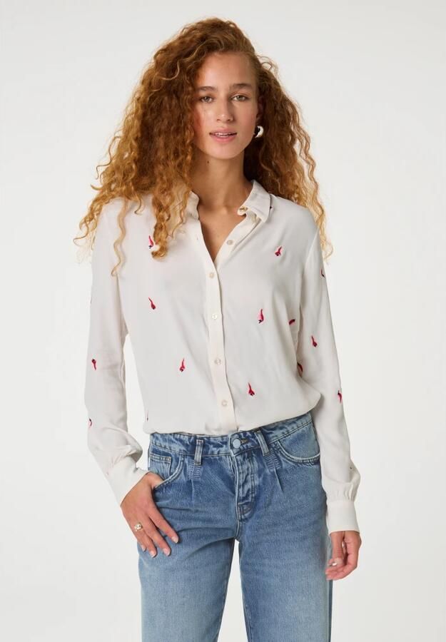 Fabienne Chapot Lot Embro Lange Mouw Blouse Beige Dames - Foto 3