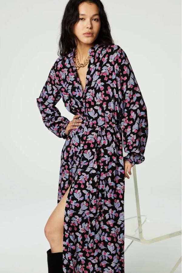 Fabienne Chapot Luchtige Maxi Jurk met Ballonmouwen Multicolor Dames - Foto 3