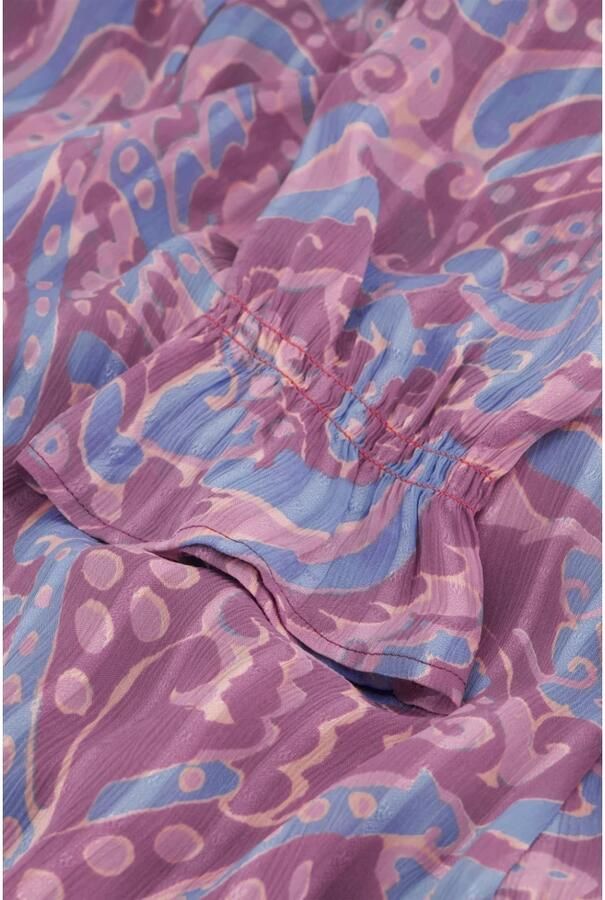 Fabienne Chapot maxi jurk Marilene met all over print en ruches paars blauw - Foto 2