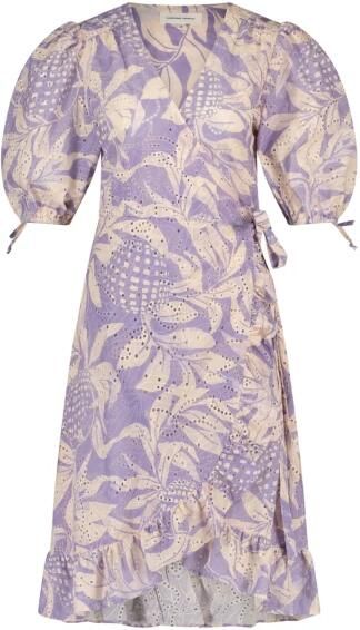Fabienne Chapot overslagjurk Marley Dress met bladprint lila roze - Foto 2