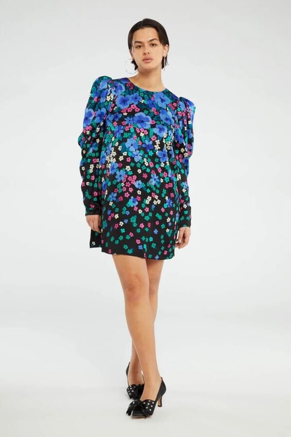 Fabienne Chapot gebloemde jurk Marloes zwart blauw - Foto 5