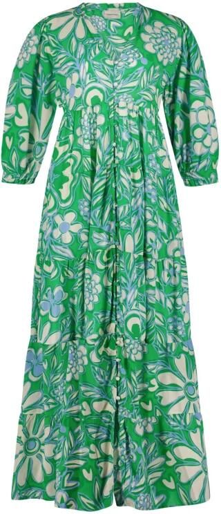 Fabienne Chapot Maxi Jurk met Borduursel en Pofmouwen Green Dames