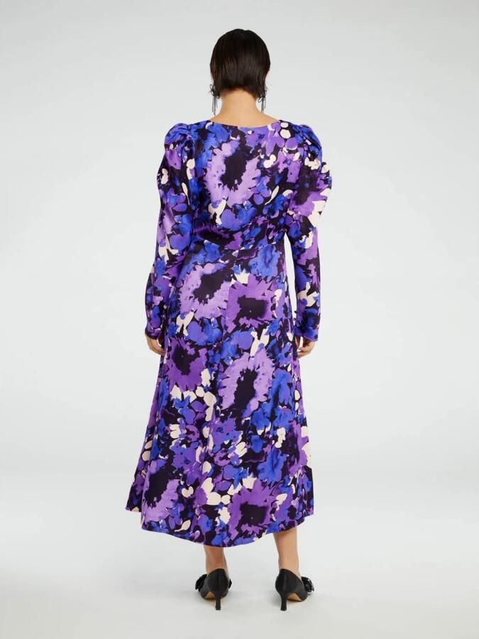 Fabienne Chapot Blauwe Bloomsberry Jurk met V-Hals en Pofmouwen Paars Dames - Foto 7