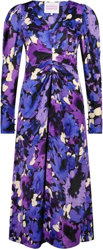 Fabienne Chapot Blauwe Bloomsberry Jurk met V-Hals en Pofmouwen Paars Dames - Foto 6