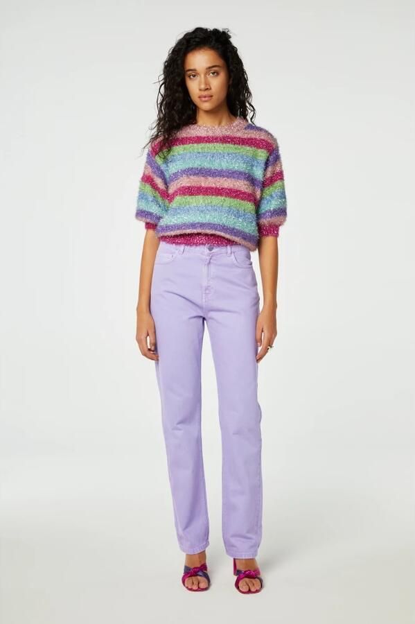 Fabienne Chapot Mid-hoge taille denim broek met rechte pijpen Purple Dames - Foto 3