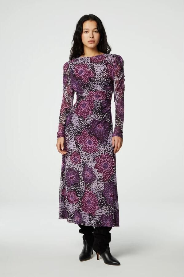 Fabienne Chapot mesh jurk Bella met all over print paars zwart - Foto 4