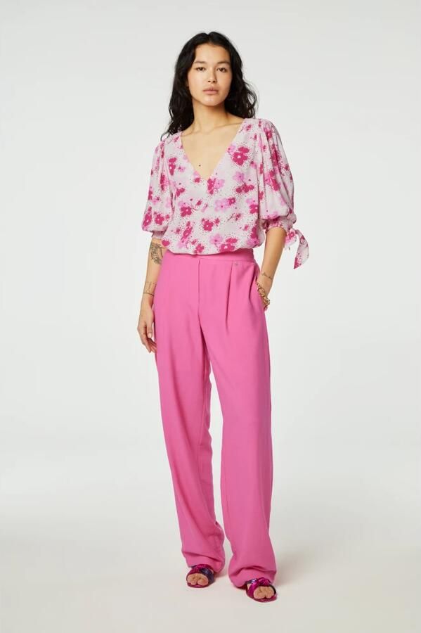 Fabienne Chapot top Nacha met all over print roze ecru - Foto 4
