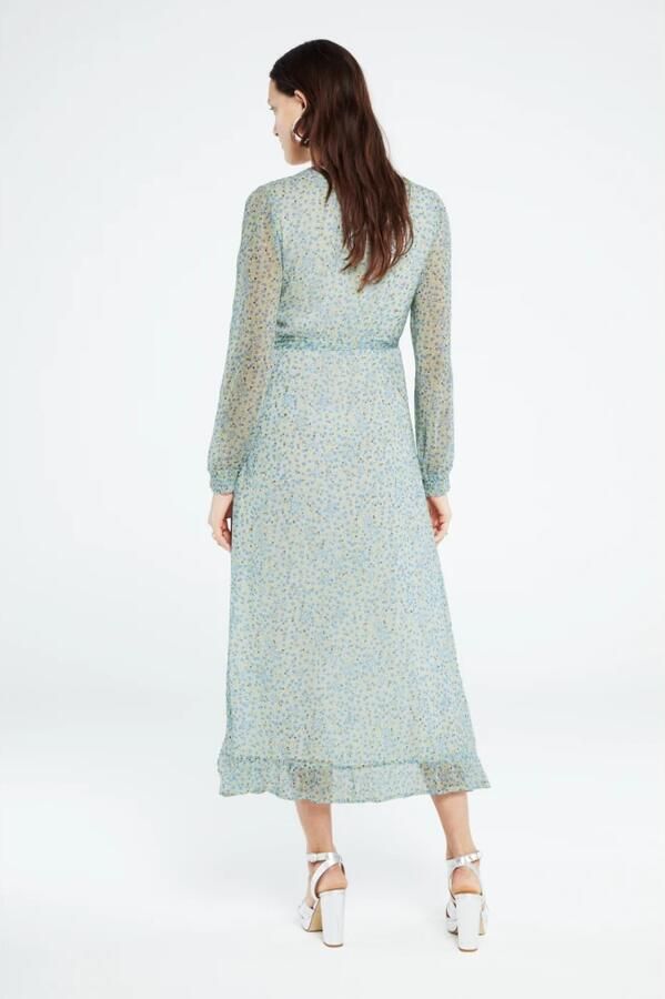 Fabienne Chapot overslagjurk Natasja met all over print blauw geel - Foto 5
