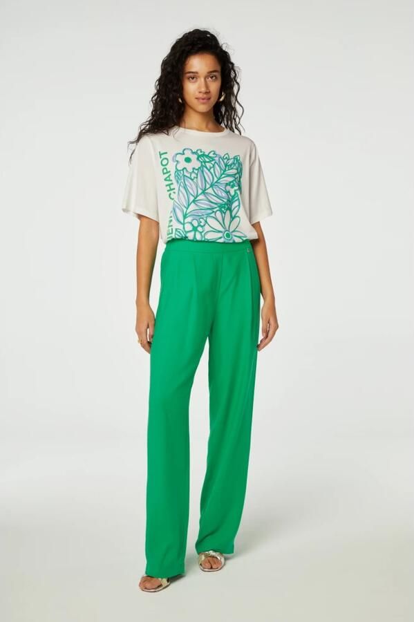 Fabienne Chapot Neale Broek Rechte Pijp Tailleband Green Dames - Foto 2