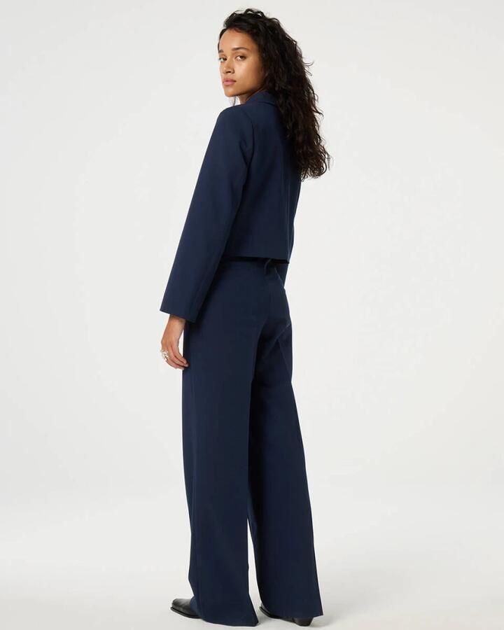 Fabienne Chapot wide leg regular waist pantalon donkerblauw - Foto 2