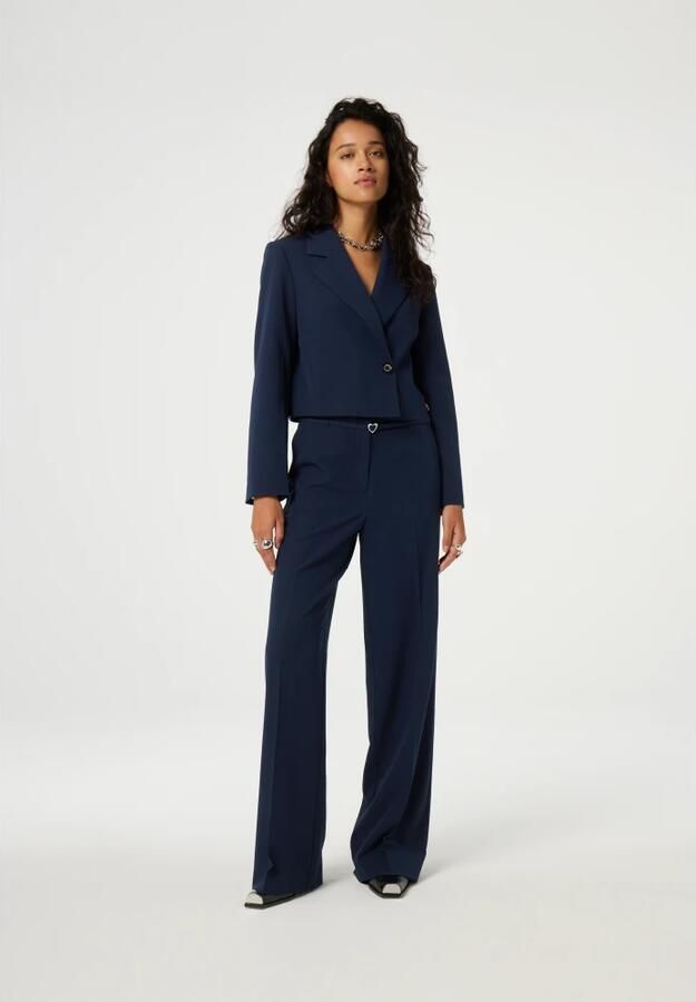 Fabienne Chapot wide leg regular waist pantalon donkerblauw - Foto 5