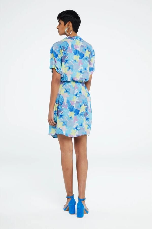 Fabienne Chapot blousejurk Boyfriend met all over print blauw geel lila - Foto 5
