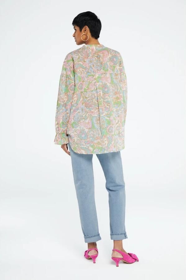 Fabienne Chapot blouse Lexi Blouse met all over print groen blauw roze bruin - Foto 5