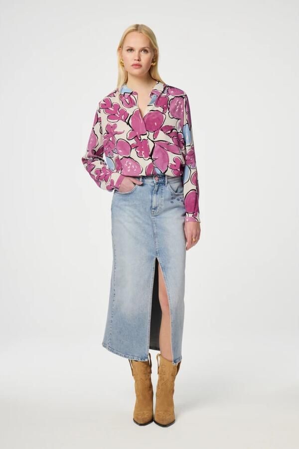 Fabienne Chapot Paars Blauw Print Lange Mouw Blouse Multicolor Dames - Foto 3