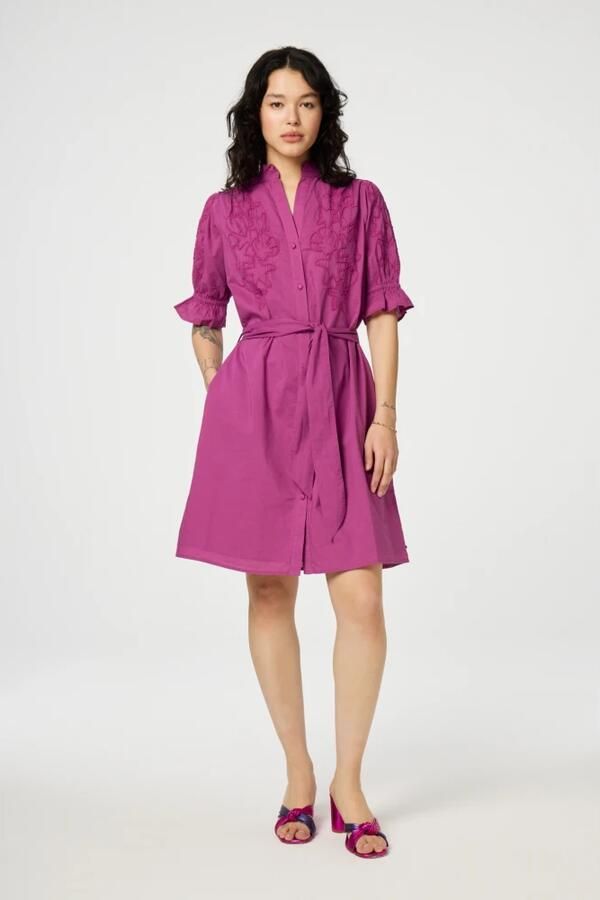 Fabienne Chapot Paarse Sterrenborduurjurk Pink Dames - Foto 3