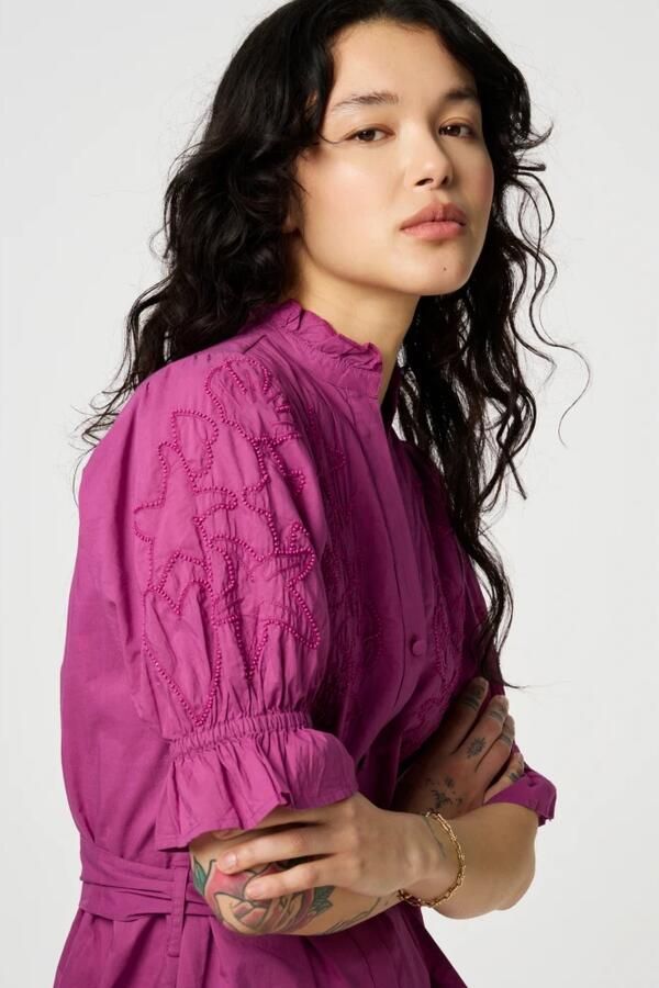 Fabienne Chapot Paarse Sterrenborduurjurk Pink Dames - Foto 4