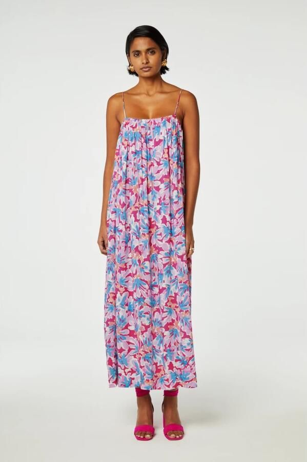 Fabienne Chapot gebloemde maxi jurk roze lichtroze blauw - Foto 3