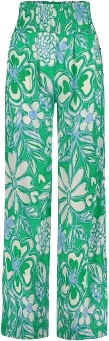 Fabienne Chapot wide leg broek met all over print groen crème
