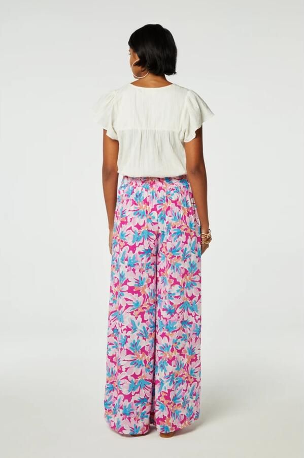 Fabienne Chapot gebloemde wide leg broek roze lichtroze blauw - Foto 4