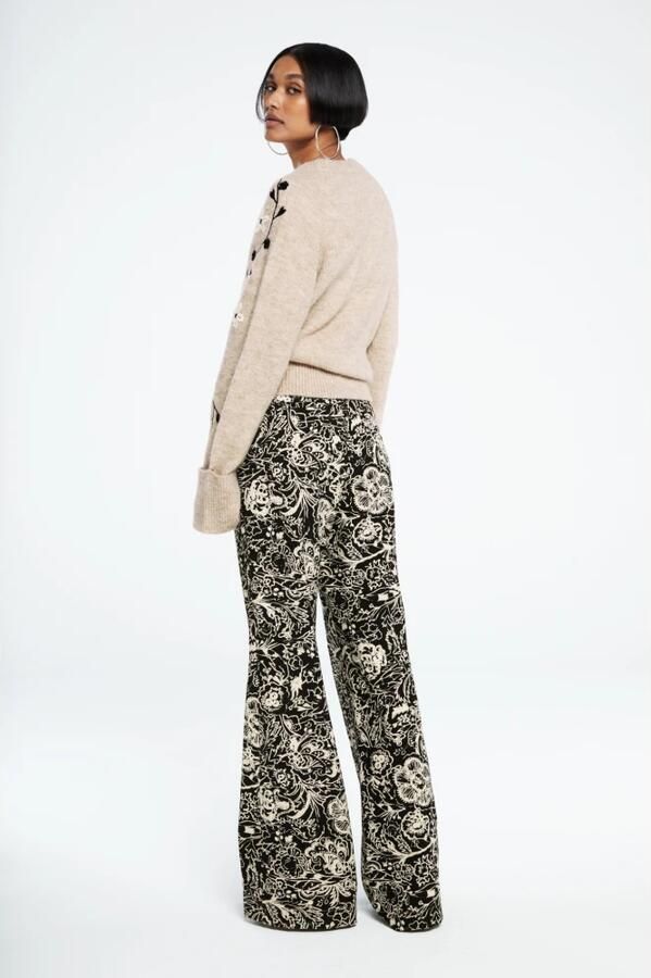 Fabienne Chapot gebloemde wide leg broek Puck zwart ecru - Foto 5