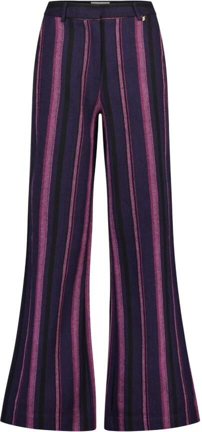 Fabienne Chapot gestreepte high waist flared pantalon Remi met wol paars