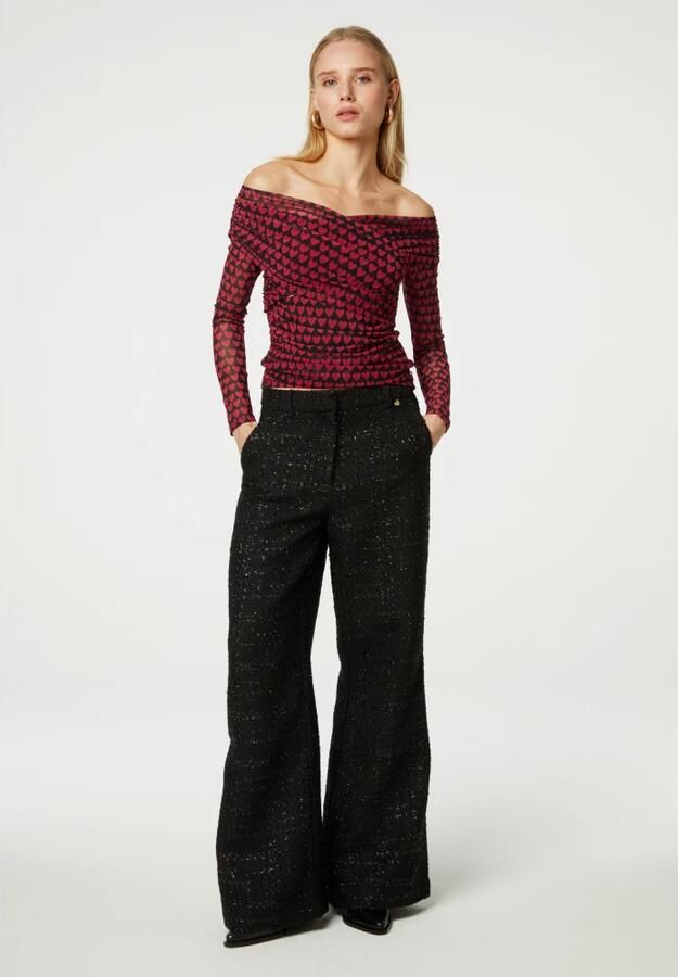 Fabienne Chapot geruite high waist wide leg pantalon Remi zwart donkergrijs - Foto 6