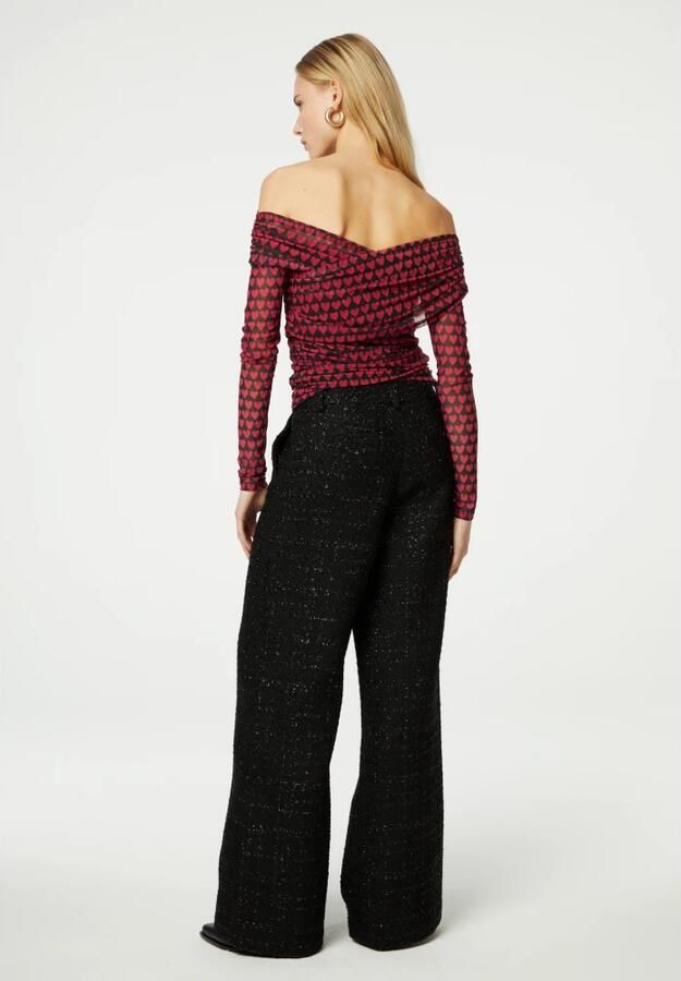 Fabienne Chapot geruite high waist wide leg pantalon Remi zwart donkergrijs - Foto 7