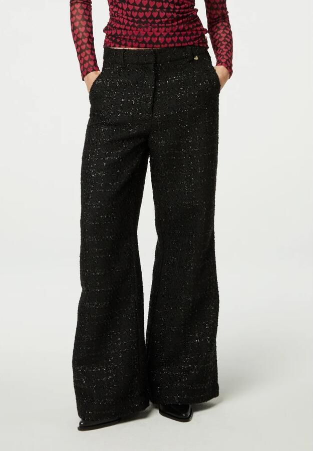 Fabienne Chapot geruite high waist wide leg pantalon Remi zwart donkergrijs - Foto 8