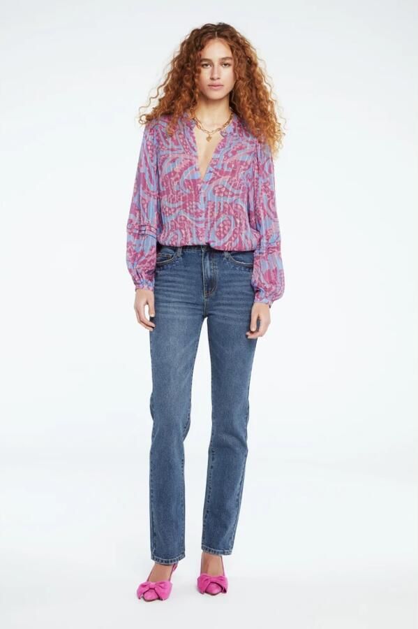 Fabienne Chapot blouse Hollie met all over print paars roze blauw - Foto 3